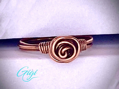 Copper Bloom Ring-Oxidized Copper-Wire Wrapped Rose Ring-sizes 5-10-Handmade in the USA