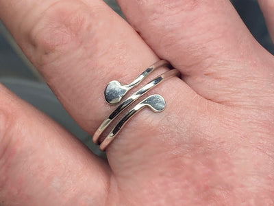 Minimalist Hammered Silver Ring-Casual Wraparound Argentium Silver Ring