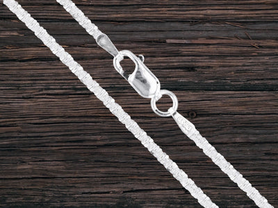 Sterling Silver Margarita Chain-Beautiful 1.8mm Sparkle Chain, Twisted Rock Chain For a Pendant or Wear Alone-Multiple Lengths