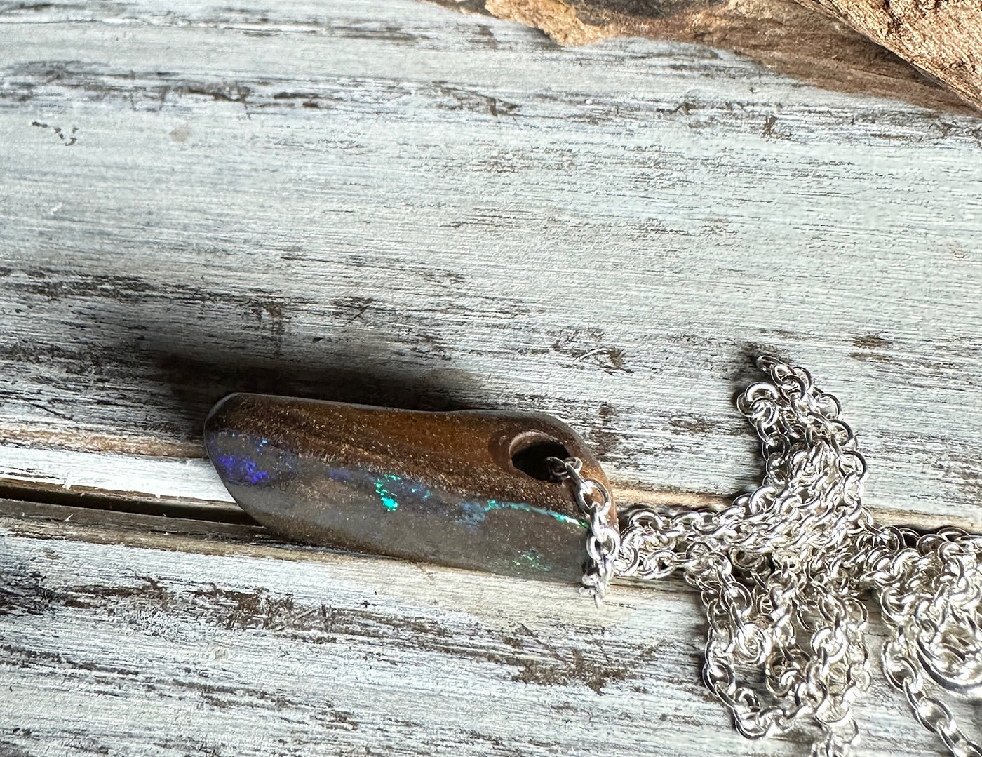 Stunning Australian Boulder Opal and Sterling Silver Necklace