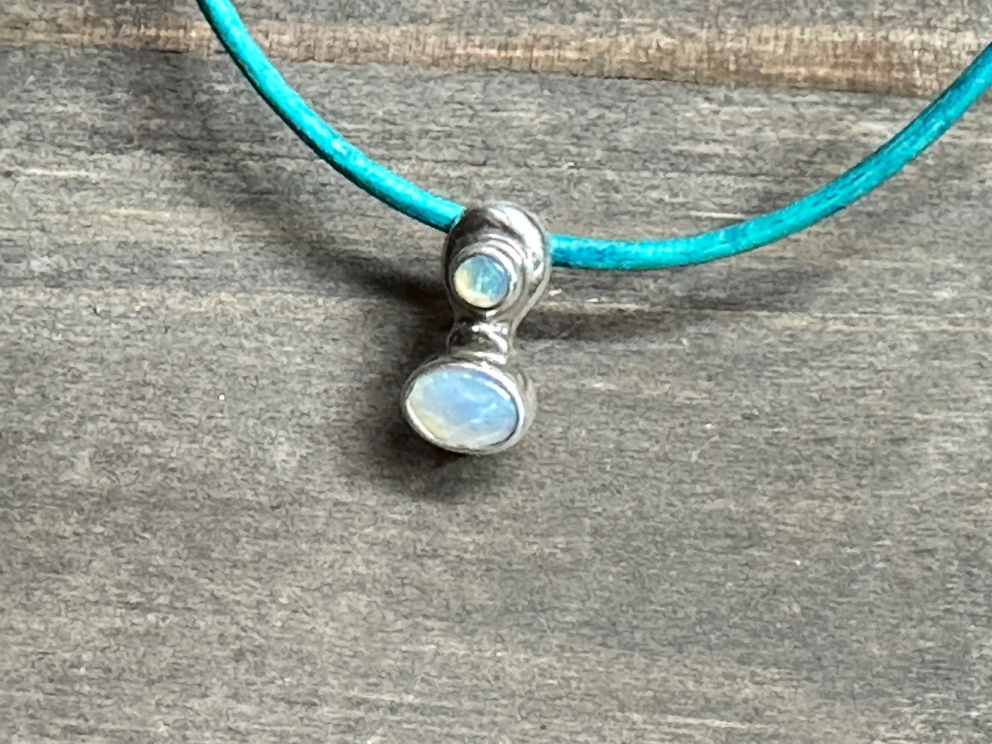 Gorgeous Dainty Australian Coober Pedy Opal and .925 Sterling Silver Necklace-Rich Blue Trendy Crystal Opal Pendant-Minimalist Oval Stones