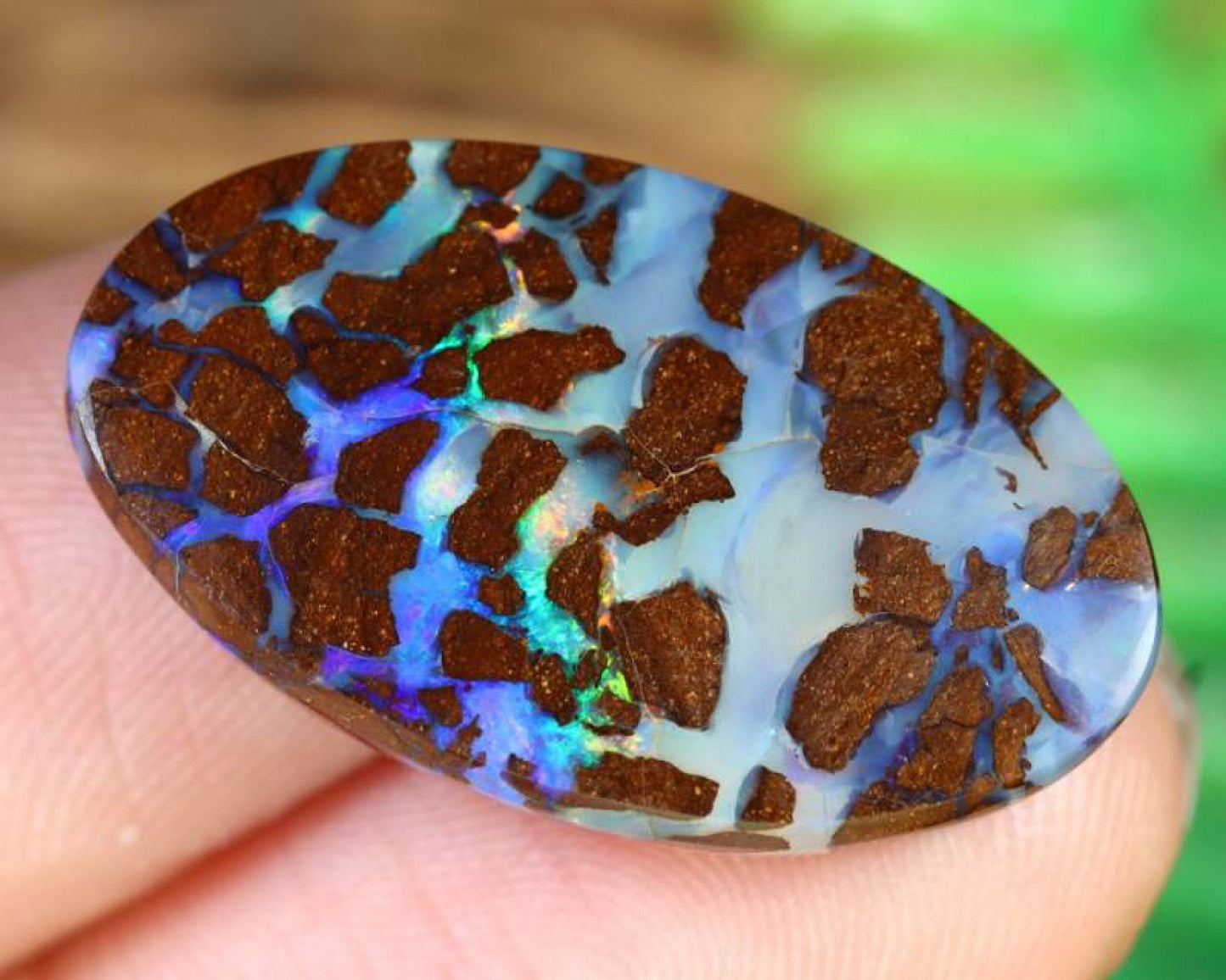 Australian Boulder Opal-14.3 Ct.-Oval Shaped-Cabochon-Loose Stone for Jewelry Making-Option for Pendant/Necklace-Great Color Play