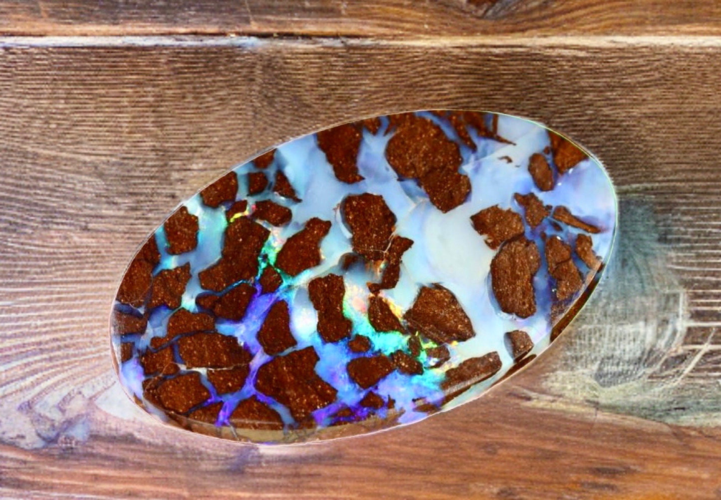 Australian Boulder Opal-14.3 Ct.-Oval Shaped-Cabochon-Loose Stone for Jewelry Making-Option for Pendant/Necklace-Great Color Play