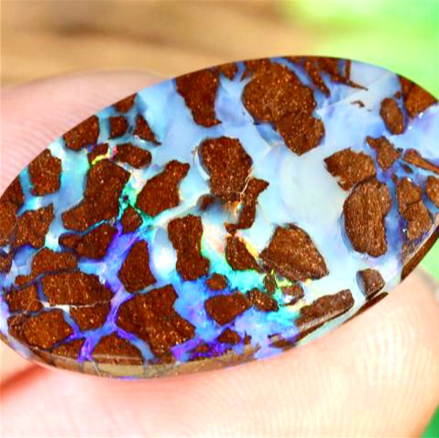 Australian Boulder Opal-14.3 Ct.-Oval Shaped-Cabochon-Loose Stone for Jewelry Making-Option for Pendant/Necklace-Great Color Play