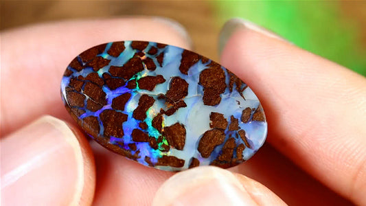 Australian Boulder Opal-14.3 Ct.-Oval Shaped-Cabochon-Loose Stone for Jewelry Making-Option for Pendant/Necklace-Great Color Play