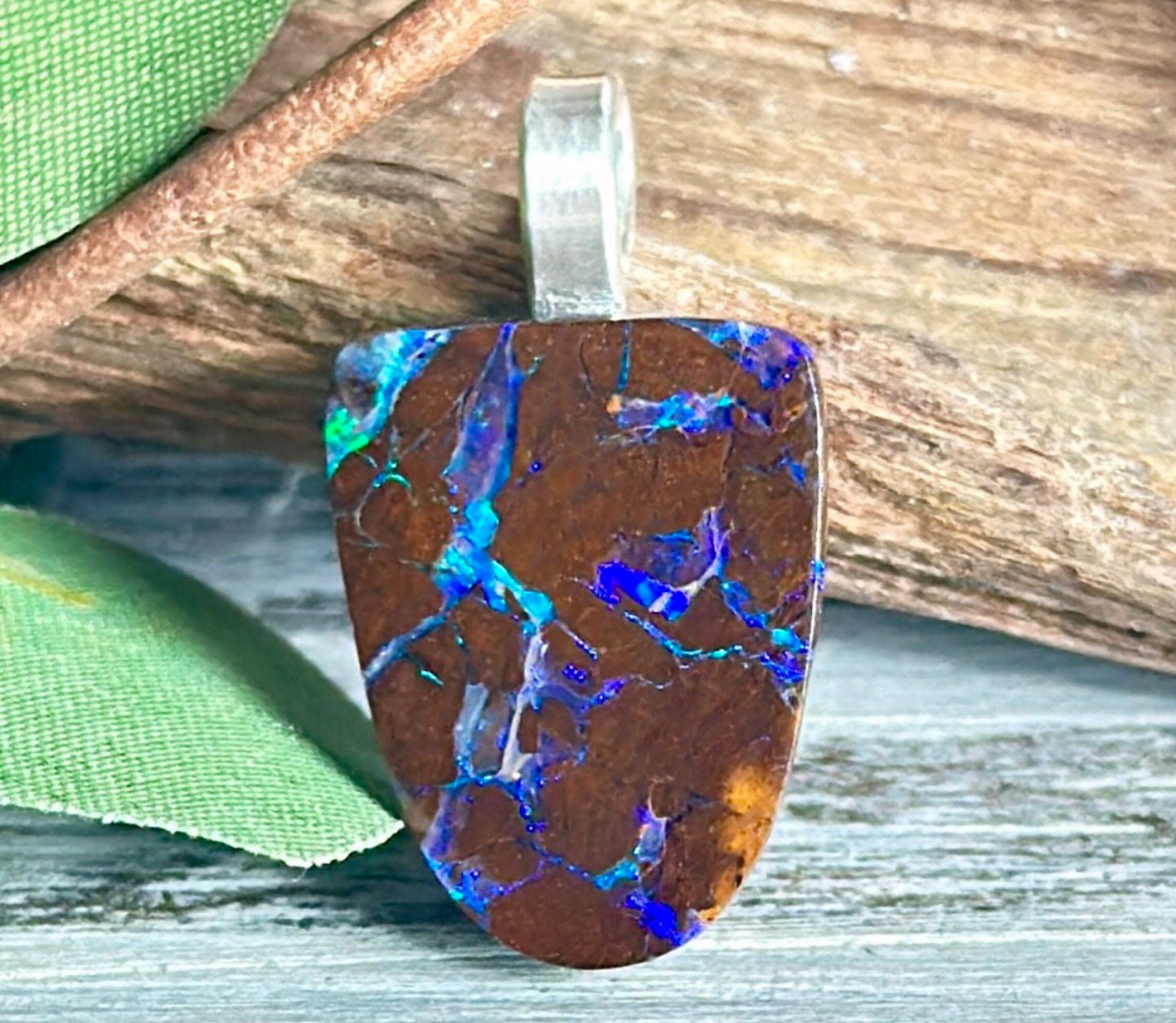 Boulder Opal Necklace/14.5ct Pendant/ Australian/Loose Stone for Jewelry Making/Sterling Silver/Perfect Fathers Day or Birthday Gift