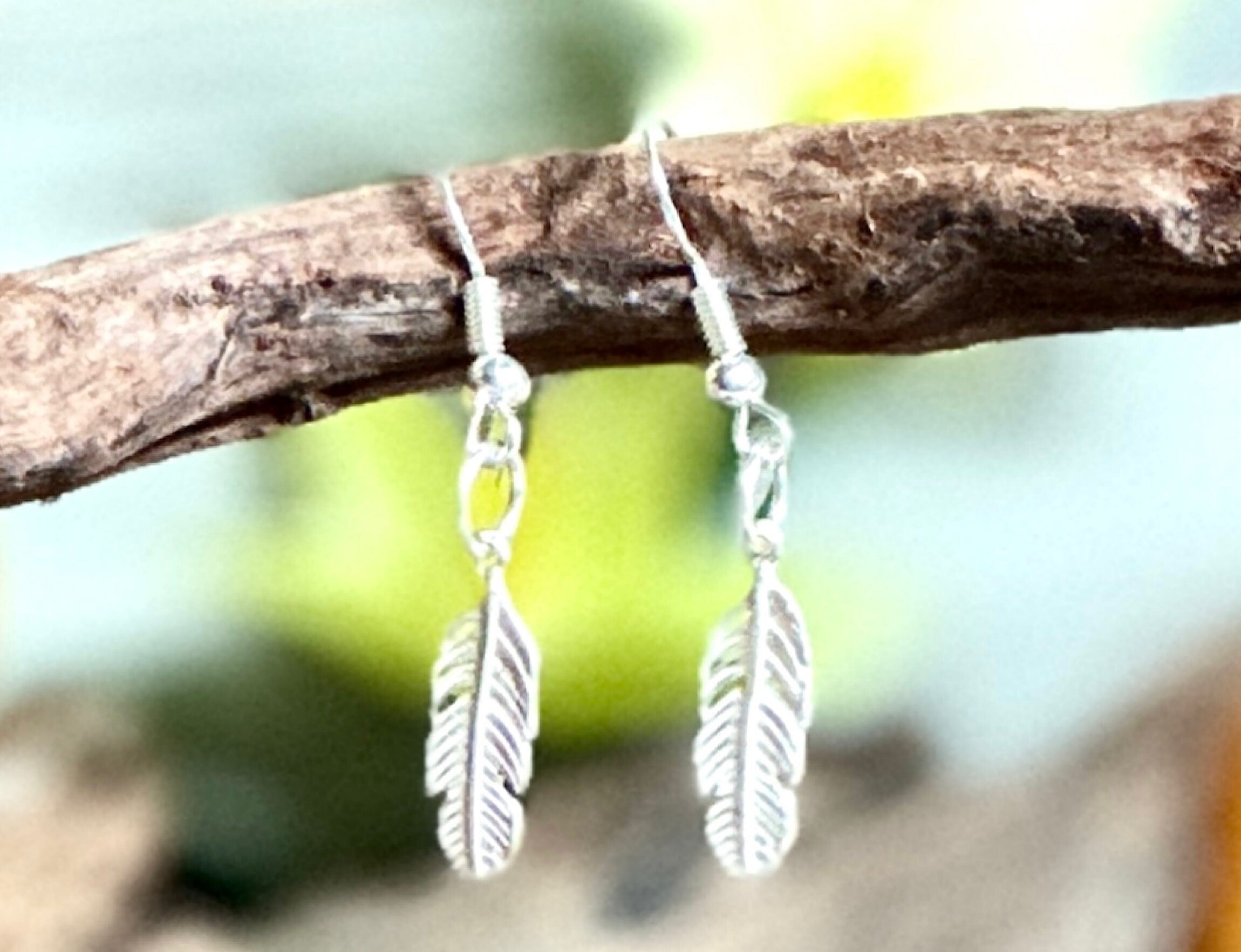 Sterling Silver .925 Minimalist Feather Earrings, Small Cute Casual Dangle Earrings, Unisex, Symbol of Freedom & Strength, Native American