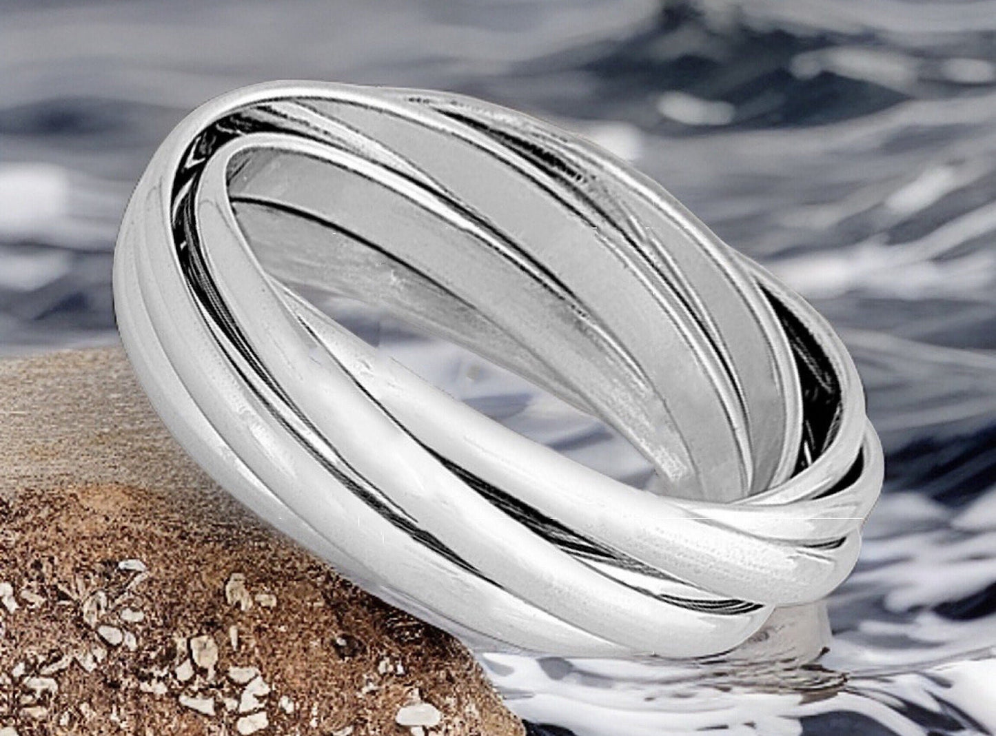 Intertwining Bands .925 Sterling Silver Ring Sizes 5-12-Interlocking Silver Stacked Ring Bands-Trendy Boho Unisex Twisted Bands