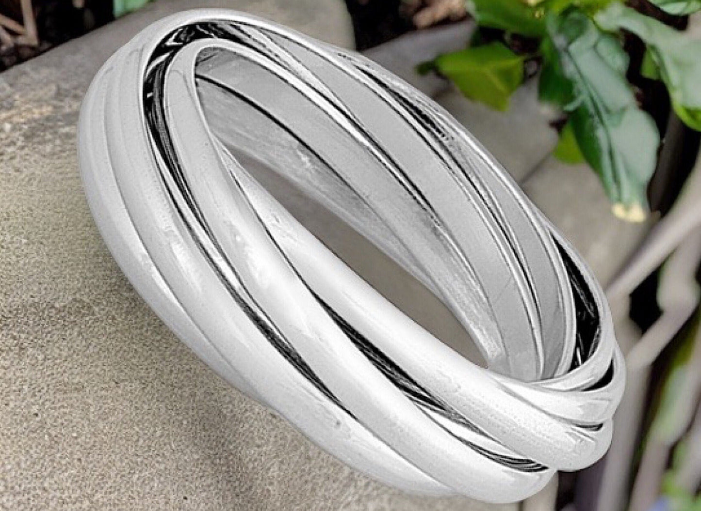 Intertwining Bands .925 Sterling Silver Ring Sizes 5-12-Interlocking Silver Stacked Ring Bands-Trendy Boho Unisex Twisted Bands