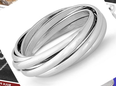 Intertwining Bands .925 Sterling Silver Ring Sizes 5-12-Interlocking Silver Stacked Ring Bands-Trendy Boho Unisex Twisted Bands