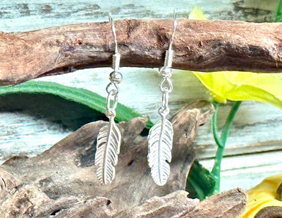 Sterling Silver .925 Minimalist Feather Earrings, Small Cute Casual Dangle Earrings, Unisex, Symbol of Freedom & Strength, Native American