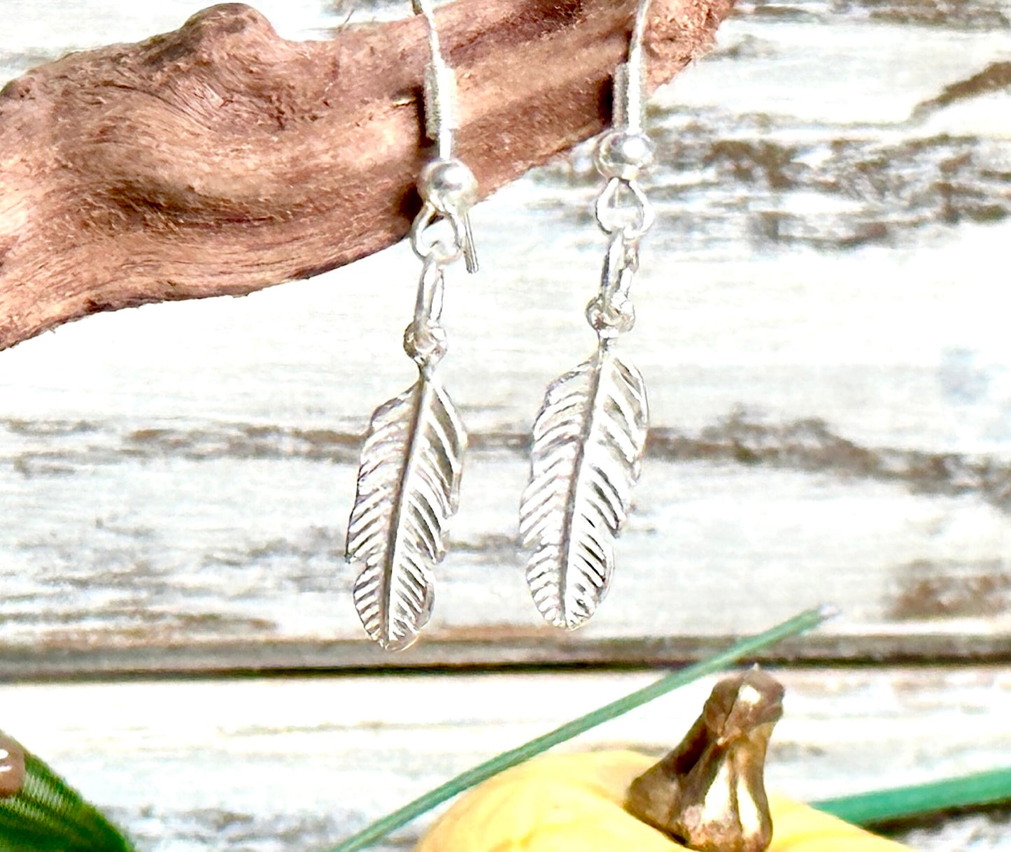 Sterling Silver .925 Minimalist Feather Earrings, Small Cute Casual Dangle Earrings, Unisex, Symbol of Freedom & Strength, Native American