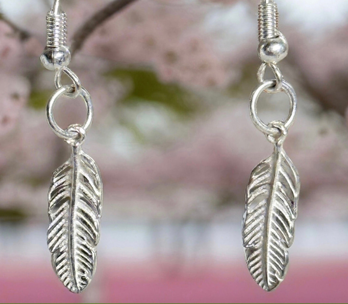 Sterling Silver .925 Minimalist Feather Earrings, Small Cute Casual Dangle Earrings, Unisex, Symbol of Freedom & Strength, Native American