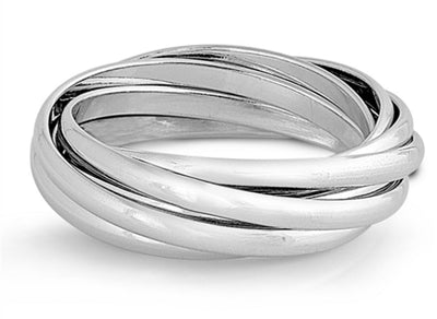 Intertwining Bands .925 Sterling Silver Ring Sizes 5-12-Interlocking Silver Stacked Ring Bands-Trendy Boho Unisex Twisted Bands