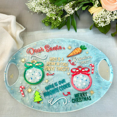 14.5x10x.5" Christmas Eve Tray-Milk, Cookies and Carrots for Santa and Reindeer Platter-Charcuterie Board-Holiday Tray-Handmade in the USA