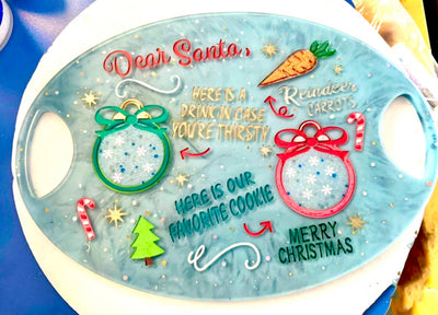 14.5x10x.5" Christmas Eve Tray-Milk, Cookies and Carrots for Santa and Reindeer Platter-Charcuterie Board-Holiday Tray-Handmade in the USA