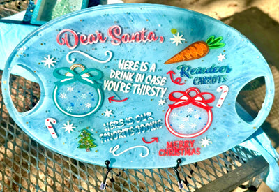 14.5x10x.5" Christmas Eve Tray-Milk, Cookies and Carrots for Santa and Reindeer Platter-Charcuterie Board-Holiday Tray-Handmade in the USA