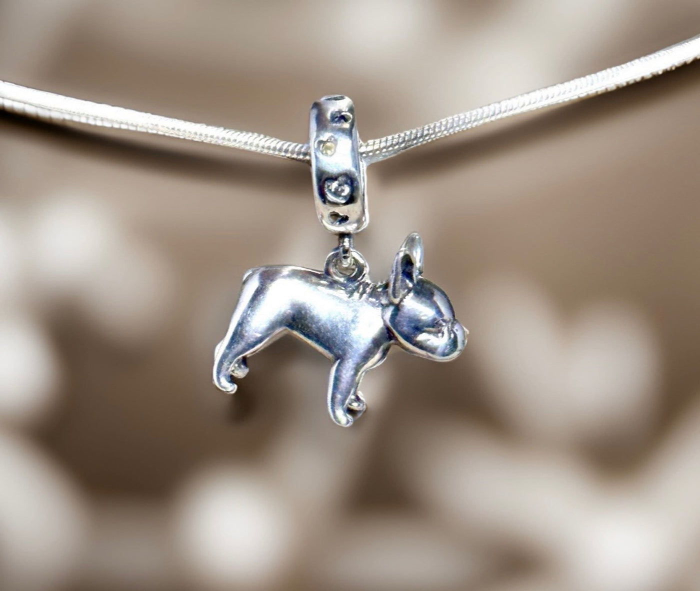 Sterling Silver .925 French Bulldog 7.5” Bracelet-Frenchie Lover-Dog Breed Jewelry-European Style Charm-Handmade in the USA