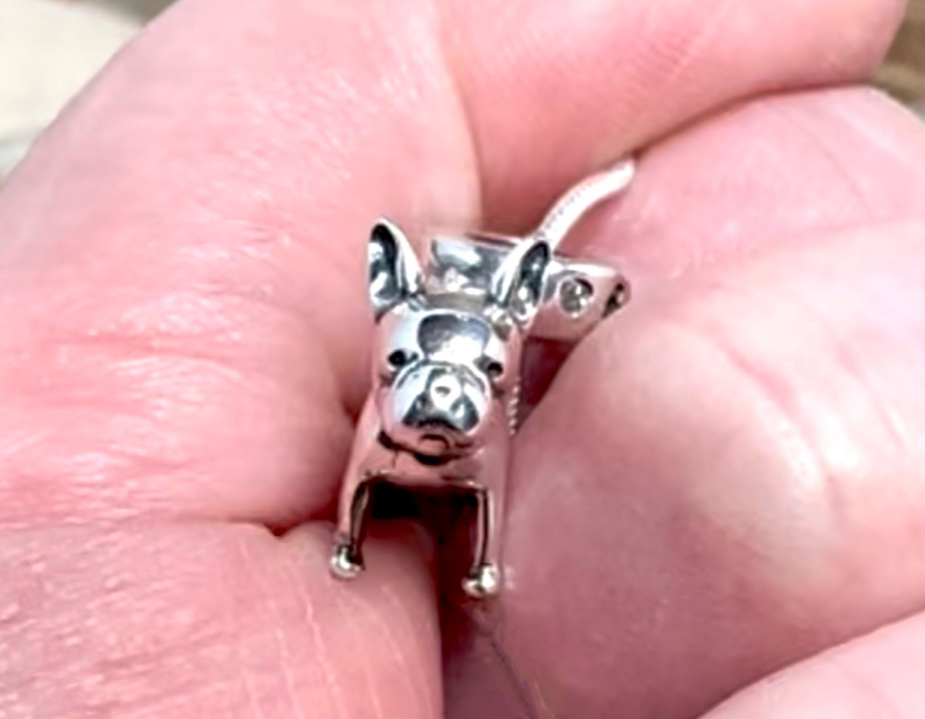 Sterling Silver .925 French Bulldog 7.5” Bracelet-Frenchie Lover-Dog Breed Jewelry-European Style Charm-Handmade in the USA