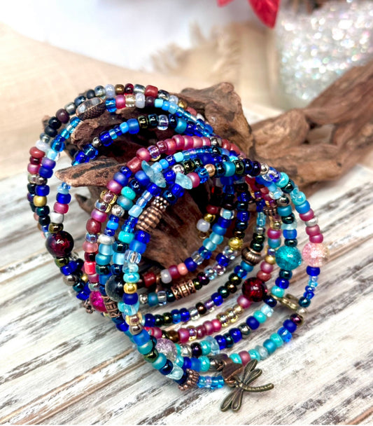 Fun Wrap Around Assorted Bead Type & Color Wrap Bracelet-Two Size Options-Great Gift for Girlfriend, Wife, Mom or Sister-Handmade in the USA