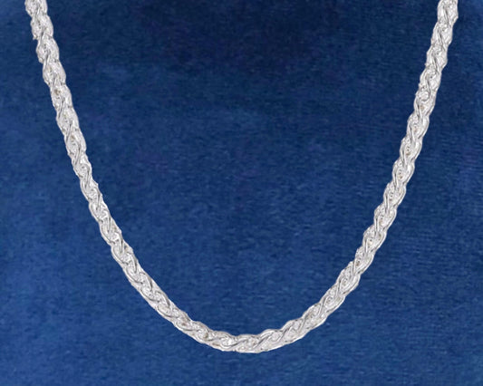 1.9mm Sterling Silver Wheat/Spiga Chain, 16 inch and 18 inch