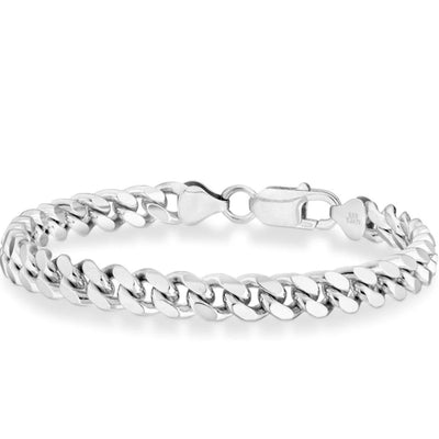 Thick & Tight Link .925 Sterling Silver Miami Cuban Chain Bracelet-7 to 9 Inches-3.5 to 12.3mm-Fathers Day-Unisex Jewelry