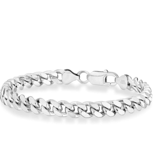 Thick & Tight Link .925 Sterling Silver Miami Cuban Chain Bracelet-7 to 9 Inches-3.5 to 12.3mm-Fathers Day-Unisex Jewelry