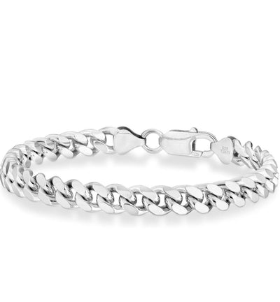 Thick & Tight Link .925 Sterling Silver Miami Cuban Chain Bracelet-7 to 9 Inches-3.5 to 12.3mm-Fathers Day-Unisex Jewelry