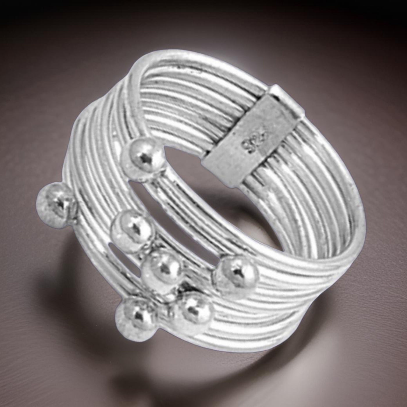 Stacked 7 Band and 6 Bead .925 Sterling Silver Fashion Ring-Total Bands of 11mm-Birthday for Her-Special Gift-Great Energy and Vibe