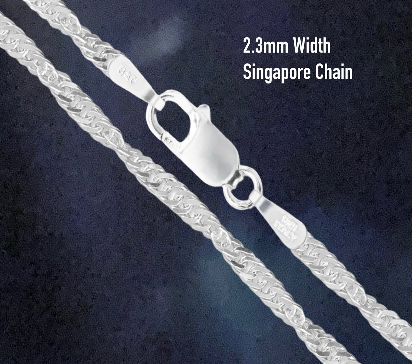 925 Sterling Silver Singapore Chain-Italian Made-3 Widths 1.0-2.3mm-Multiple Widths-Unisex Jewelry-Chains for Pendants-Fathers Day Gift