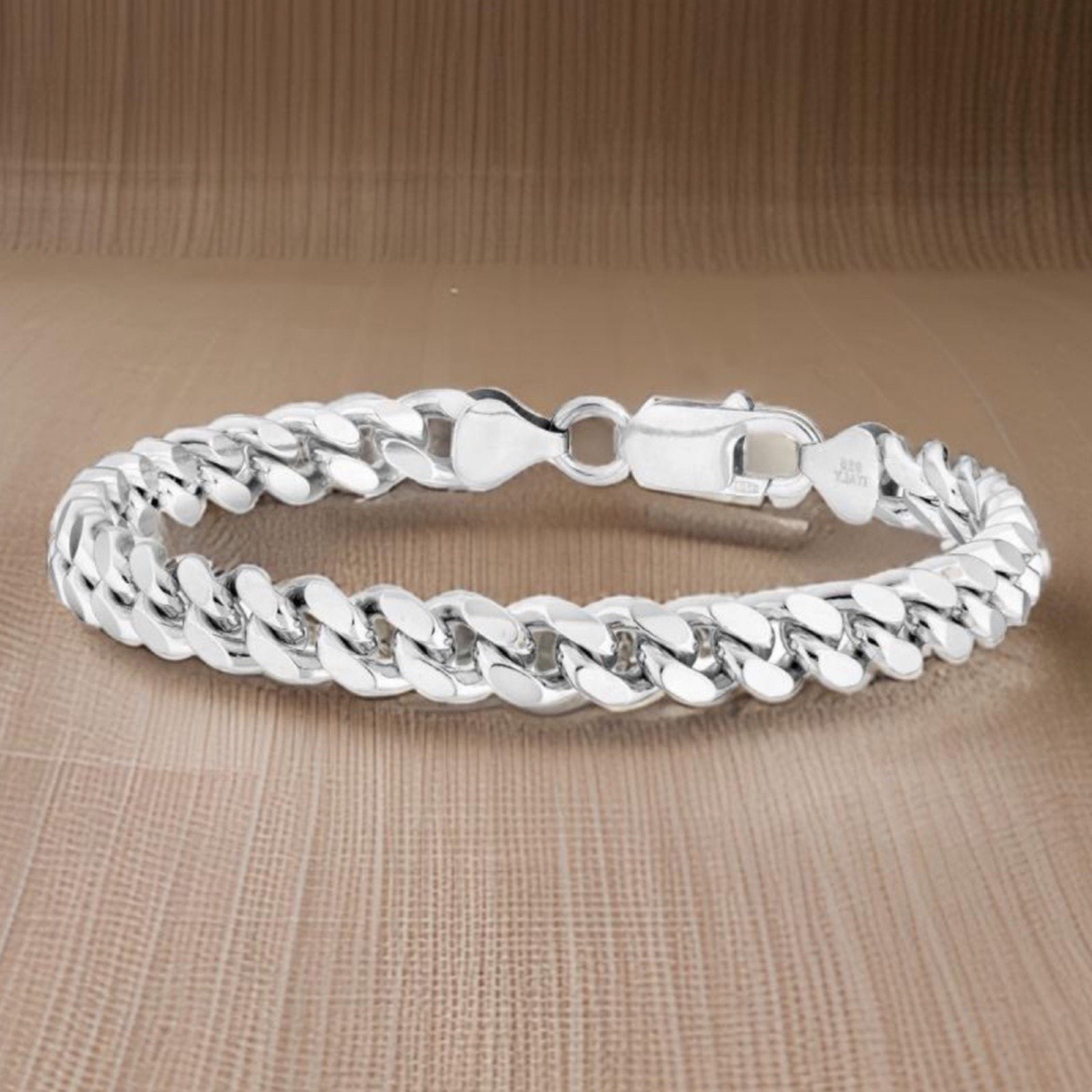 Thick & Tight Link .925 Sterling Silver Miami Cuban Chain Bracelet-7 to 9 Inches-3.5 to 12.3mm-Fathers Day-Unisex Jewelry