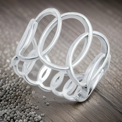 Sterling Silver .925 14mm Wide Front Elegant Loop Ring-Timeless Infinity Jewelry-Boundless-Limitless-Sophiticated Feminine Design-Sizes 6-10